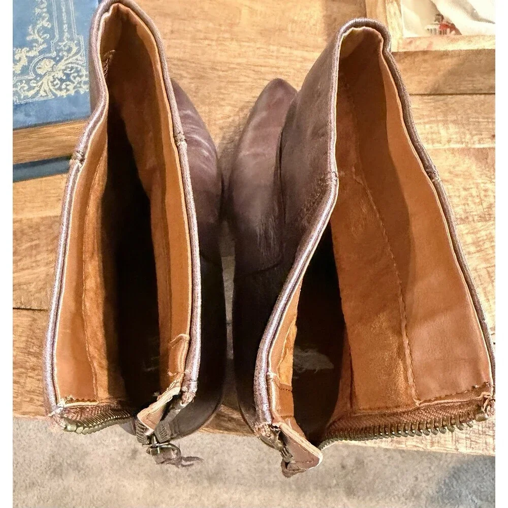 Franco Sarto Marmalade Bootie 8.5 Brown Leather Pointed Toe Block Heel